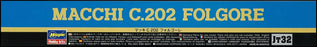 1/48 MACCHI C.202 FOLGORE BY HASEGAWA JAPAN (#09132 JT32)