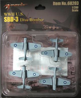 1/200-SBD-3 - 4 "BUILT & PAINTED" PLANES BLISTER CARD SET
