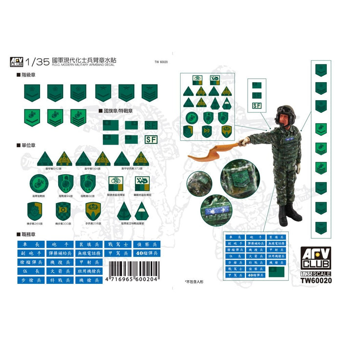 1/35 ROC MODERN MILITARY ARMBAND DECAL by AFV TW60020