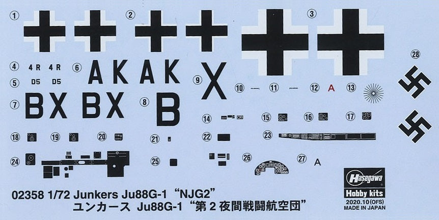 1/72 Junkers Ju88G-1 NJG2 Night Fighter with special cannon by Hasegawa