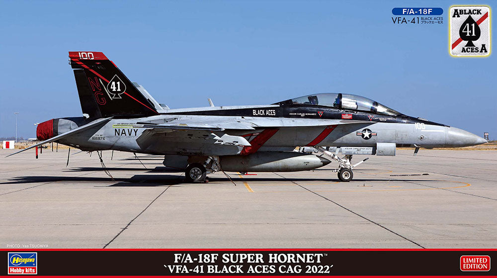 1/72 F/A-18F Sup Hornet-VFA-41 Black Aces CAG 2022 & Cloth Patch HASEGAWA 02429