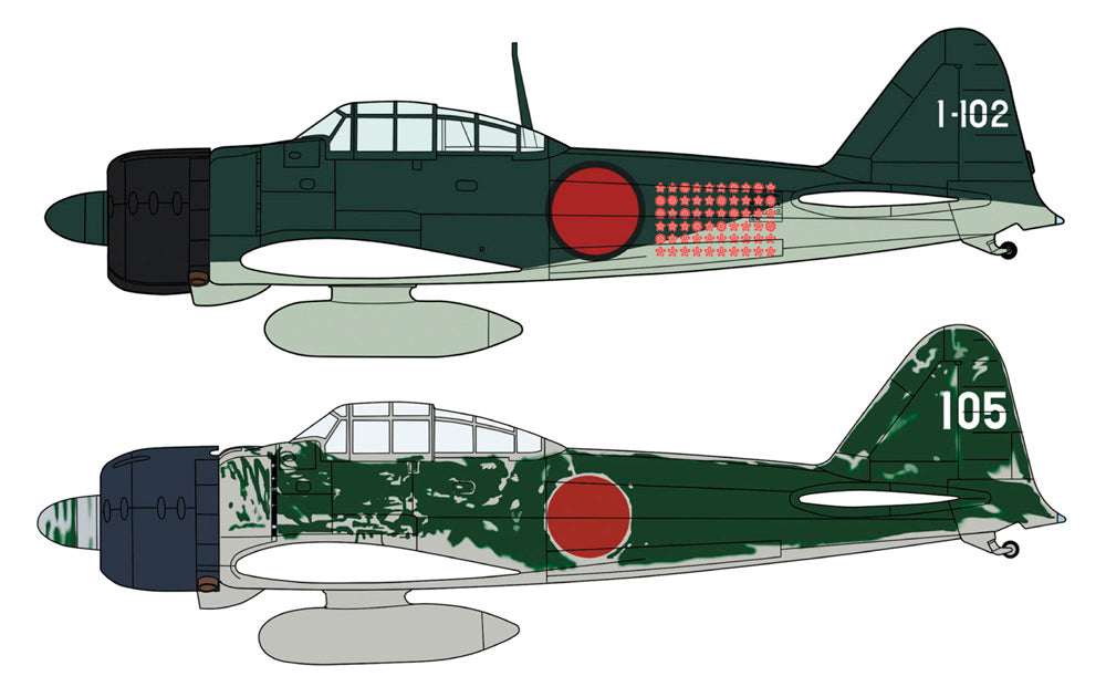 1/72 Mitsubishi A6M2b/A6M3 Zero Fighter Type 21/Type 22 "Rabaul Ace Set"