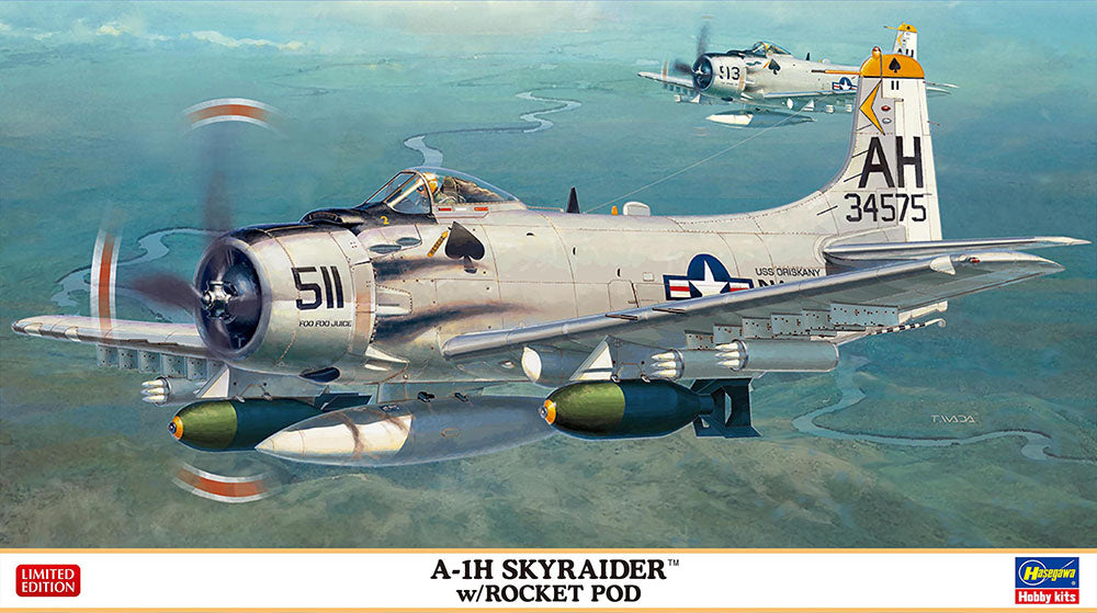 Hasegawa HAS-02466 1-72 A-1H Sky Raider with Rocket Pods