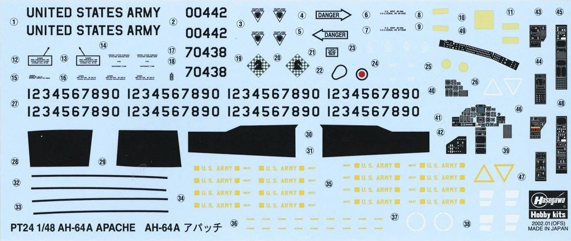 Hasegawa HAS-07224 (PT24) 1/48 AH-64A Apache Attack Helicopter