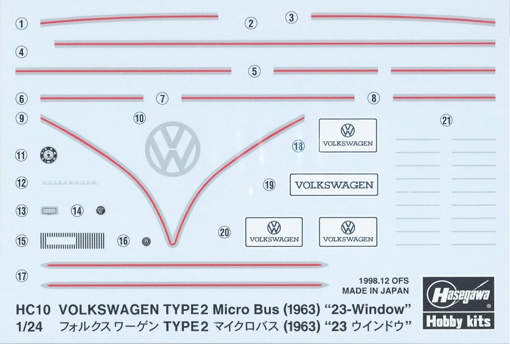 Hasegawa 20689 1/24 Volkswagen Type 2 Micro Bus with Roof Luggage Rack