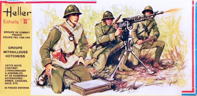 1/35 Heller Echelle Groupe Mitrailleuse Hotchkiss #143 Combat Group France 1939/1945