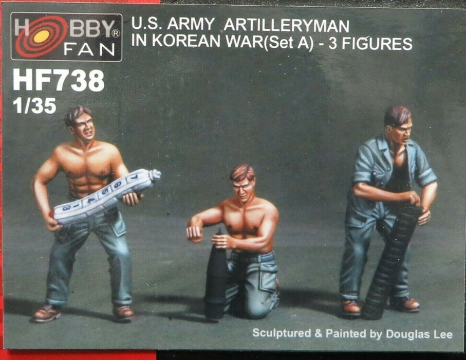 1/35 U.S. ARMY ARTILLERY MAN IN KOREAN WAR (3 Figs Set) BY HOBBY FAN #738