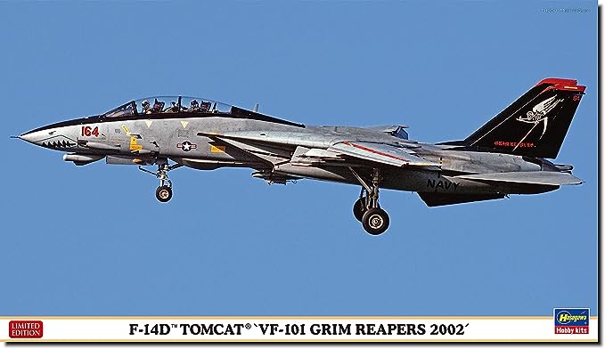 Hasegawa 02444 1/72 F-14D Tomcat VF-101 Grim Reapers 2002 Model Kit, Multi-Colour