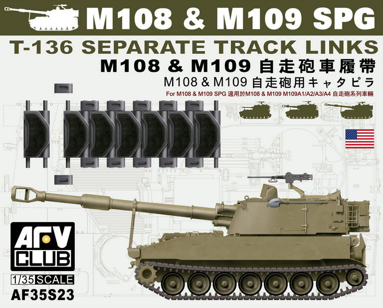 1/35 M108 & M109 TRACK LINKS & END CONNECTORS by AFV CLUB AF35S23