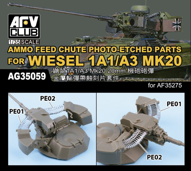 1/35 7.62mm MG & 40mm Feed Chute etching set for Wiesel AFV CLUB AG35059