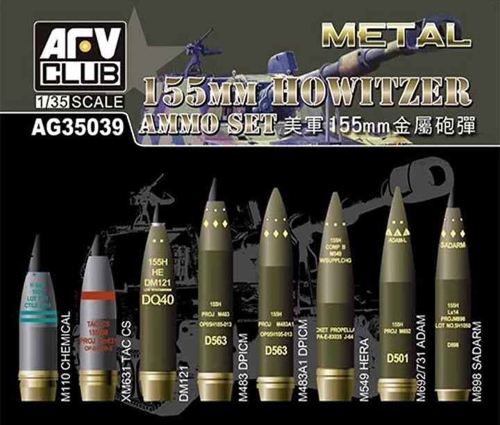 1/35 NATO 155MM HOWITZER AMMO SET (BRASS) AFV CLUB AG35039