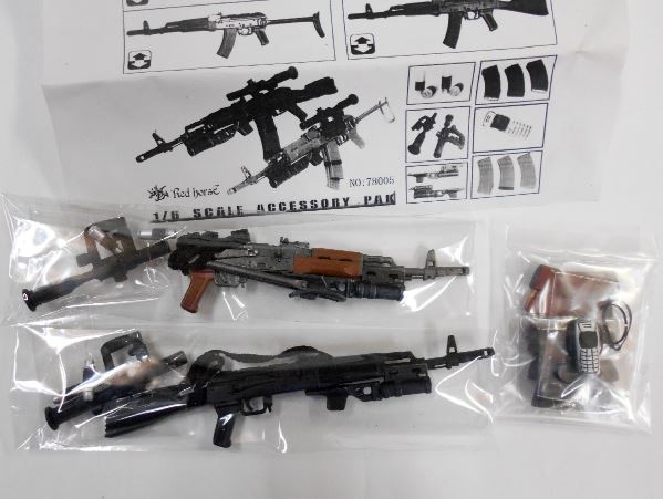 Red Horse - 1/6 Scale Military Accessory Pack - Modern AK74 (AKMS) with Folding Stock Set of 2 (Diecast) RHS-78005