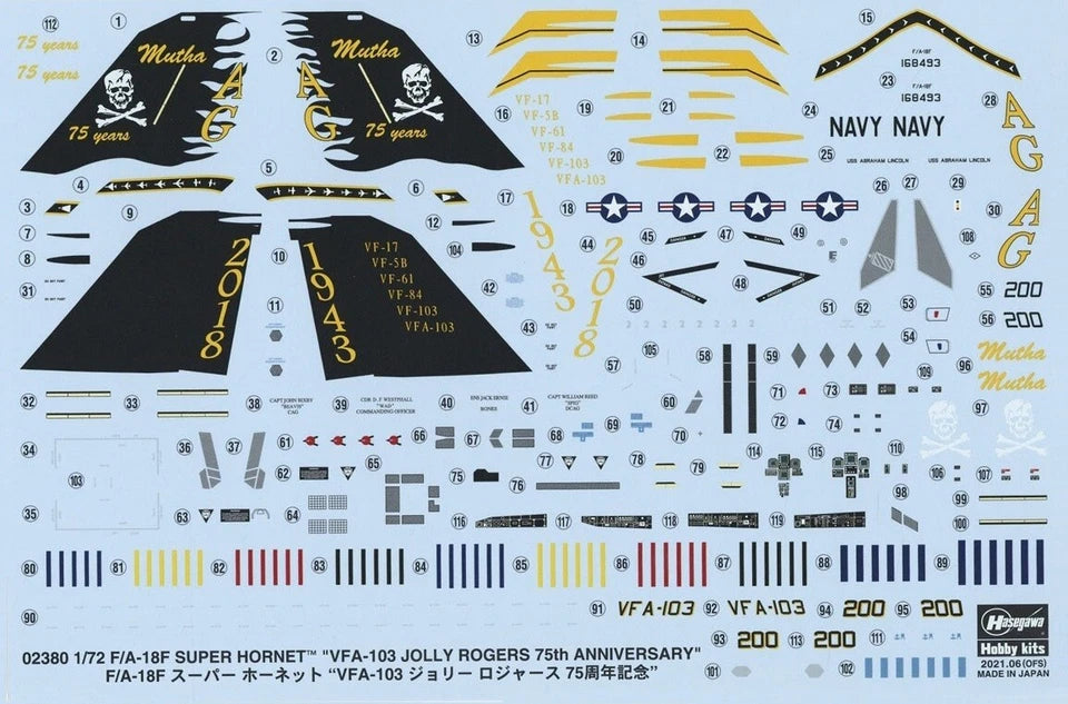 1/72 F/A-18F Super Hornet VFA-103 Jolly Rogers 75th Anniversary by HASEGAWA