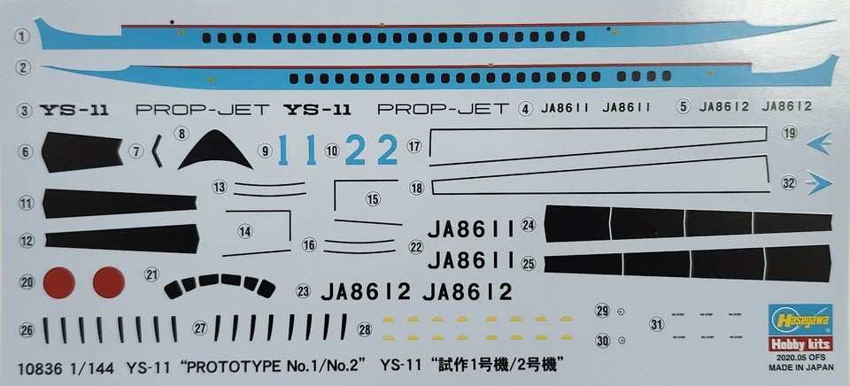 1-144 YS-11 Prototype No.1 & No.2 Hasegawa 10836