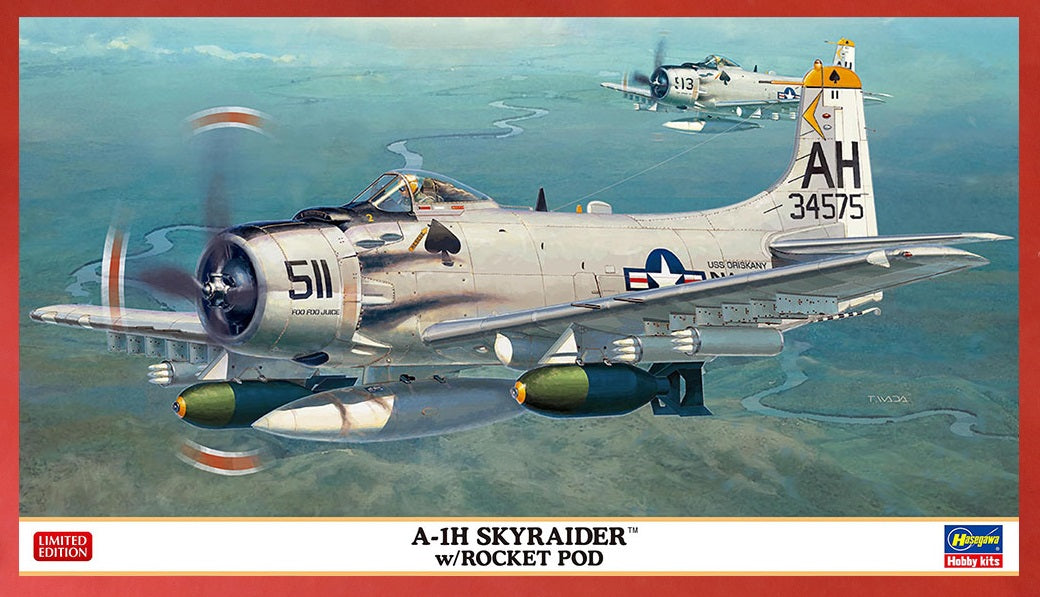 Hasegawa HAS-02466 1-72 A-1H Sky Raider with Rocket Pods