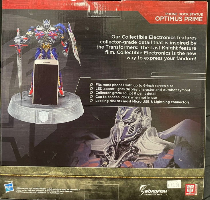 Transformers: Licensed Statue Phone Dock OPTIMUS PRIME Charging Station - Fits iPhone X, 8, 7, 6S, 6, Android, Samsung, Galaxy, LG Up To 6-In Screen Size - Swordfish Tech
