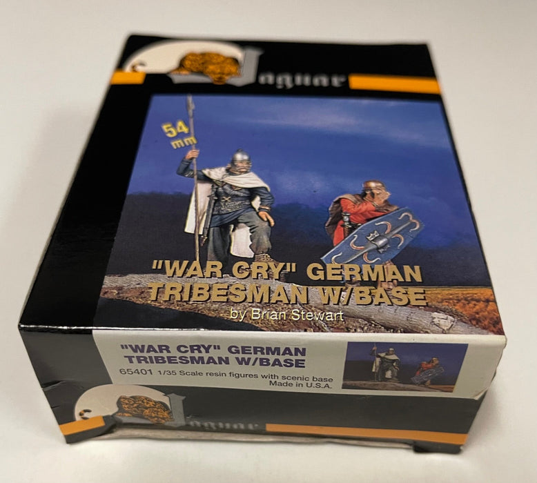 54mm  "WAR CRY" 2 GERMAN TRIBESMAN WITH BASE - RESIN FIGURES BY JAGUAR MODELS USA