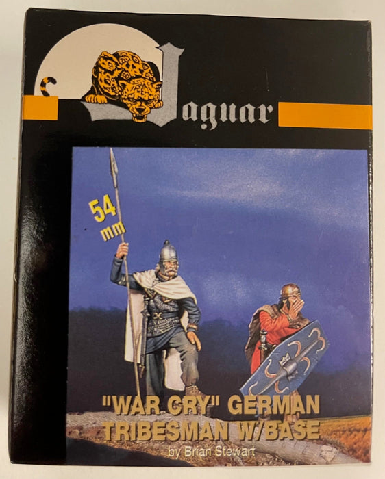54mm  "WAR CRY" 2 GERMAN TRIBESMAN WITH BASE - RESIN FIGURES BY JAGUAR MODELS USA