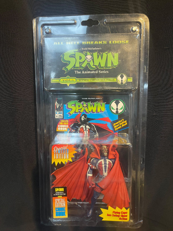 Todd McFarlane's SPAWN Poseable Action Figure with Comic Book and VHS Tape