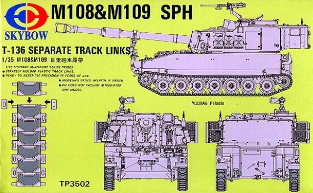 1/35 M108 & M109 T-136 Separate Track Links by SKYBOW TP3502