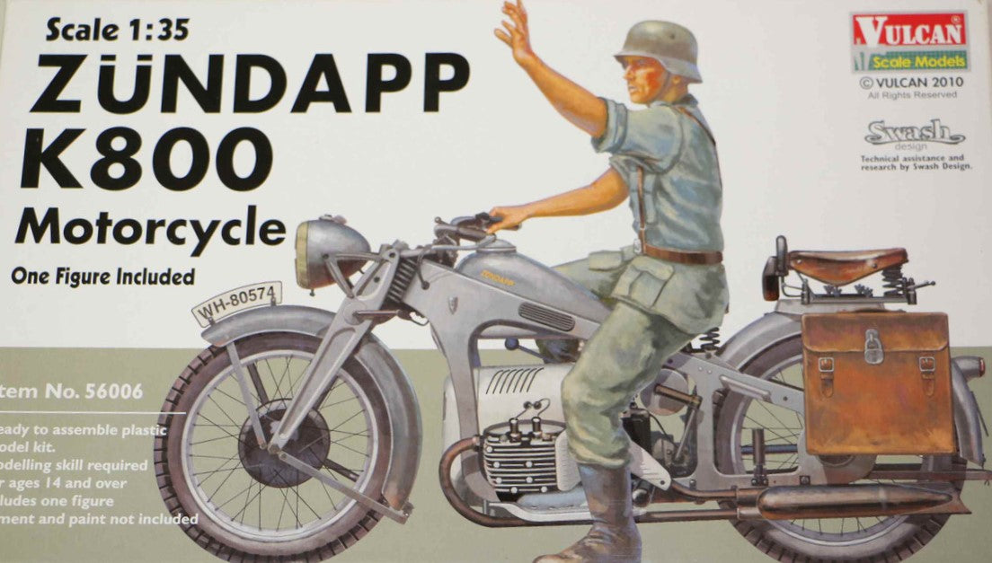 1/35 GERMAN ZUNDAPP K800 MOTORCYCLE W/ ONE FIGURE BY VULCAN No.56006