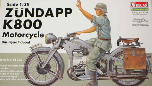 1/35 GERMAN ZUNDAPP K800 MOTORCYCLE W/ ONE FIGURE BY VULCAN No.56006