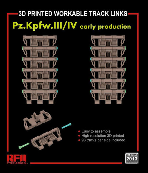 1/35 3D PRINTED WORKABLE TRACK LINKS PZ.KPFW.III/IV EARLY TYPE RM2013