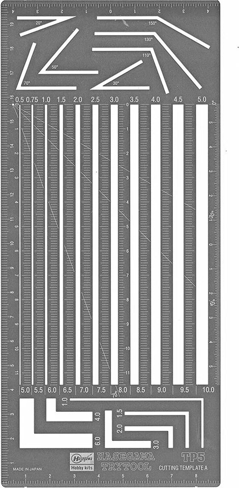Hasegawa 71105 TP5 TRYTOOL Cutting Template A (for Straight Parallel Widths)