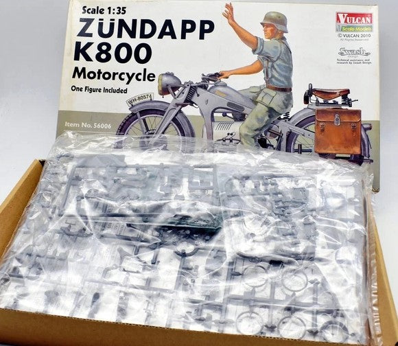 1/35 GERMAN ZUNDAPP K800 MOTORCYCLE W/ ONE FIGURE BY VULCAN No.56006