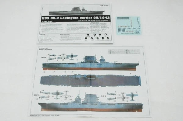 1/350 USS Lexington CV-2 Carrier 05/1942 Plastic Model Kit  Trumpeter 05608