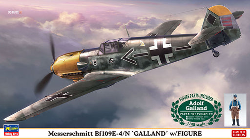 1/48 Bf109E-4/N Kit w/ "Super Ace" "GALLAND" Resin Figure by Hasegawa
