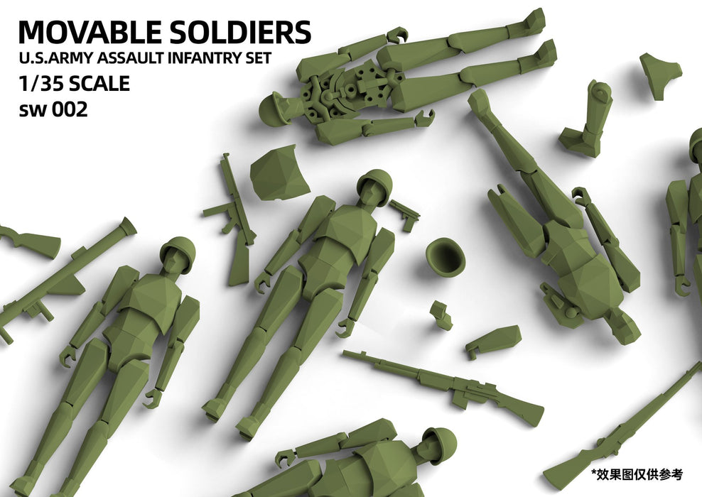 SUYATA SW002 - Moveable Soldiers Series - 1/35 Scale U.S. Army Assault Infantry Set  of 6 Figures