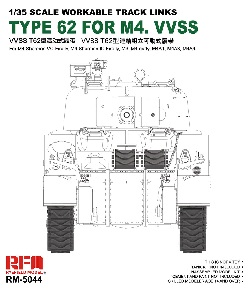 1/35 M4  HVSS TYPE 62 WORKABLE TRACK LINKS  by RyeField