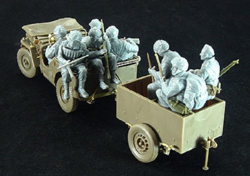 1/35 BRITISH AIRBORNE TROOPS RIDING IN 1/4 TON TRUCK/TRAILER BRONCO MODELS CB35169