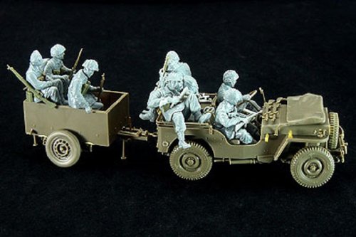 1/35 BRITISH AIRBORNE TROOPS RIDING IN 1/4 TON TRUCK/TRAILER BRONCO MODELS CB35169