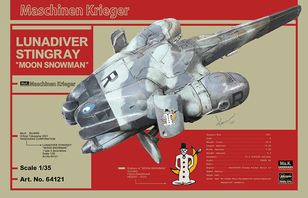 1/35 Ma.K LUNADIVER STINGRAY  with "MOON SNOWMAN" Squadron embroidered cloth patch by Hasegawa