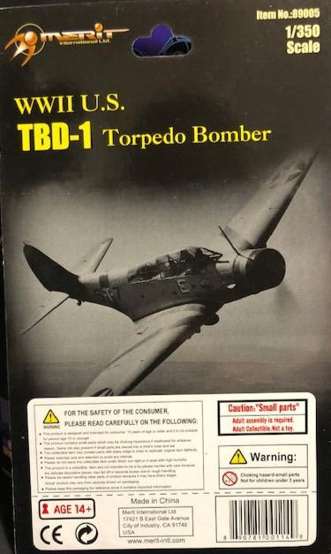 1/350 WWII U.S. TBD-1 TORPEDO BOMBER (SET OF 6) - MERIT INT'L