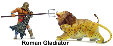 90MM GLADIATOR WITH TWO ANIMALS