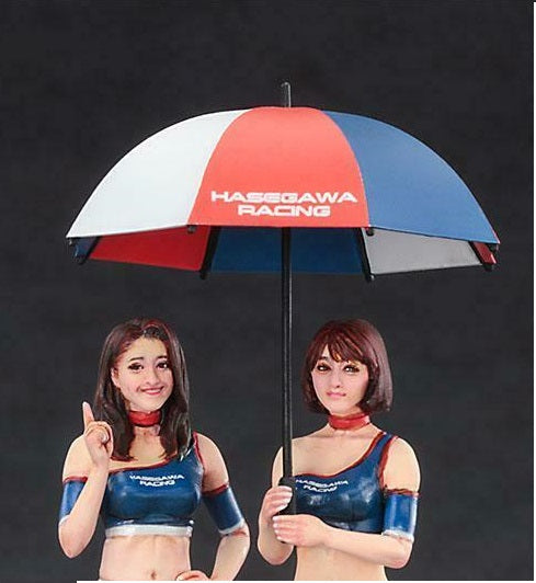HA29109 (FC09) 1/24 PADDOCK GIRLS ( UMBRELLA GIRLS ) on RACE TRACK  (2 Figures Set)  by Hasegawa