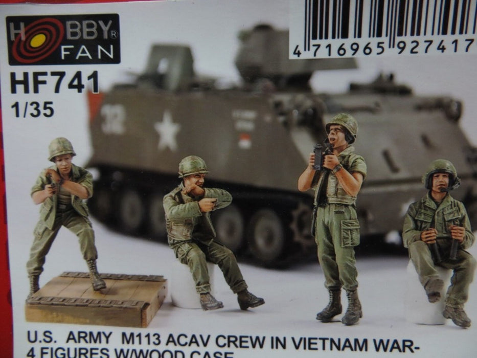 1/35 U.S. ARMY M113 ACAV CREW IN VIETNAM WAR (4 FIGS) W/BASE HOBBY FAN 741