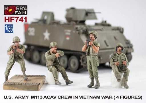 1/35 U.S. ARMY M113 ACAV CREW IN VIETNAM WAR (4 FIGS) W/BASE HOBBY FAN 741