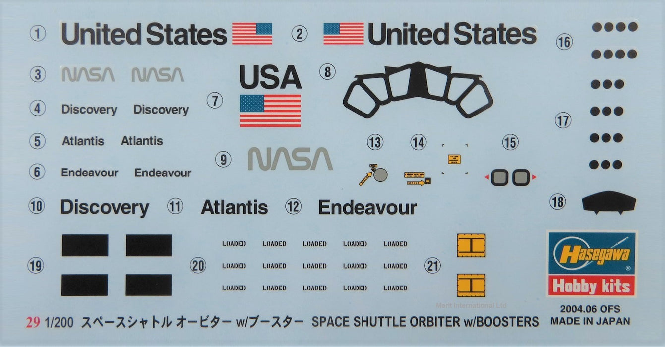 Space Shuttle Model Decals