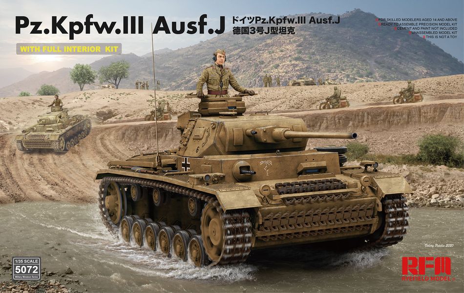 1/35 Pz. Kpfw. III Ausf.J  with full interior and individual track links by RyeField Models
