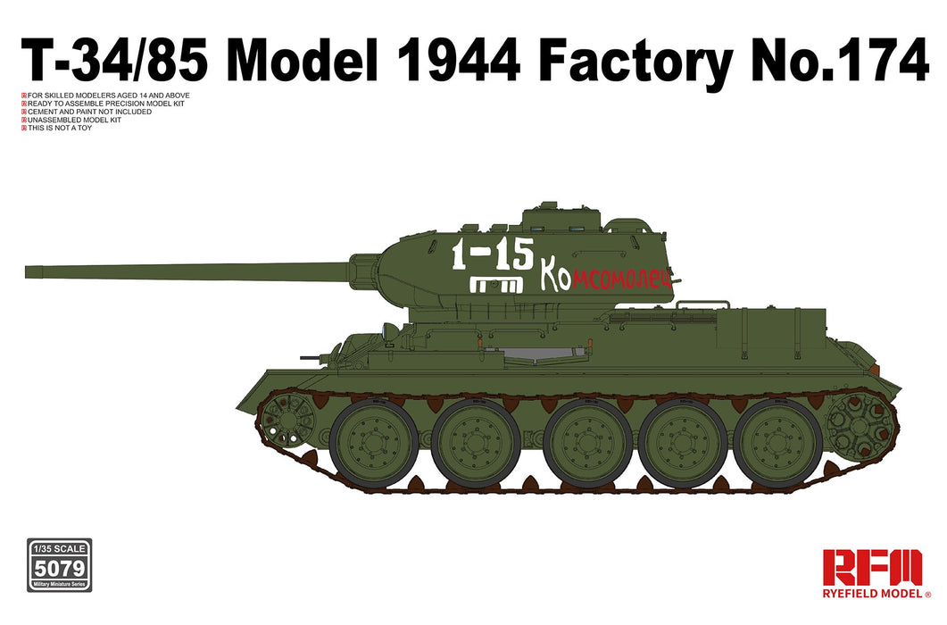 1/35 T34/85 Model 1944 Factory No.174 w/ Section Tracks by RyeField Model