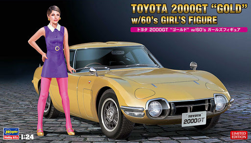 1/24 Toyota 2000GT “GOLD” w/ 60’s Girl Figure By Hasegawa #52333 (SP533)