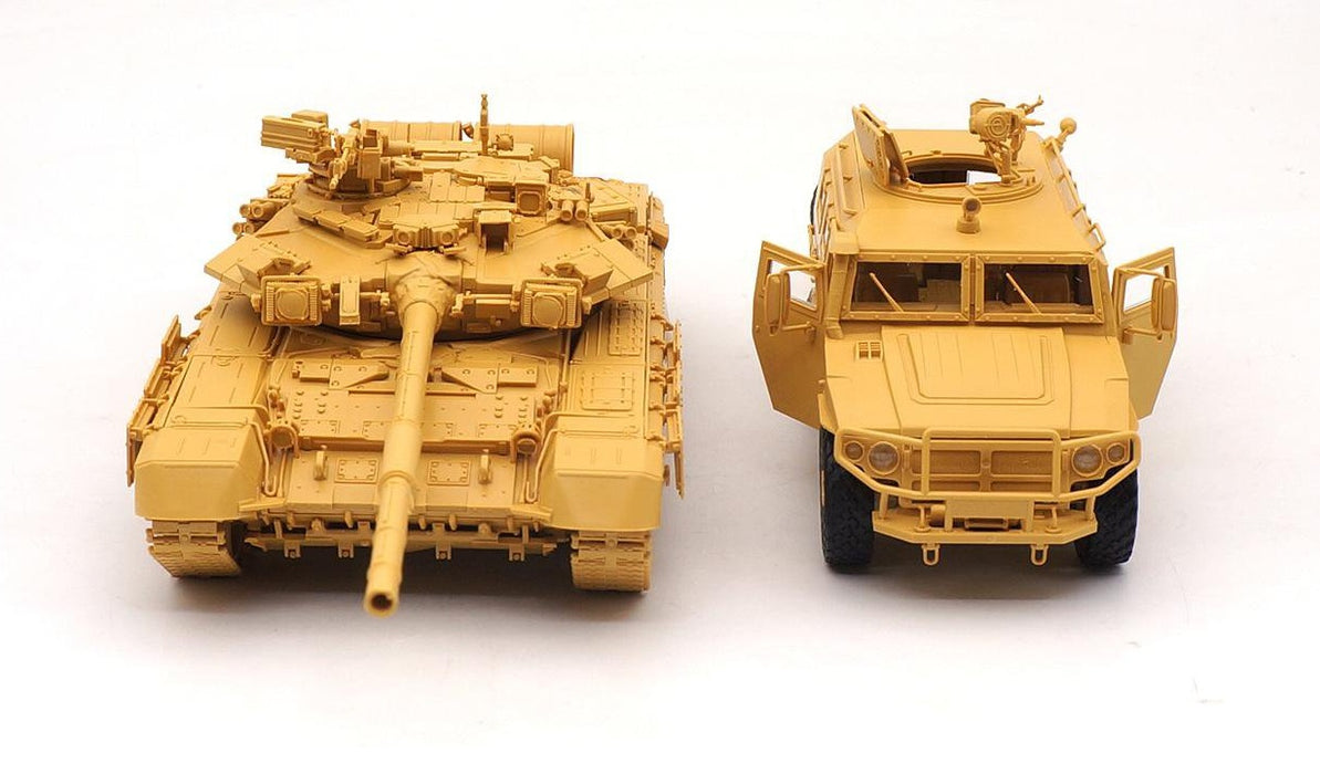 1/48 T-90A MAIN BATTLE TANK & “TIGER” GAZ-233014 ARMOURED VEHICLE by SUYATA