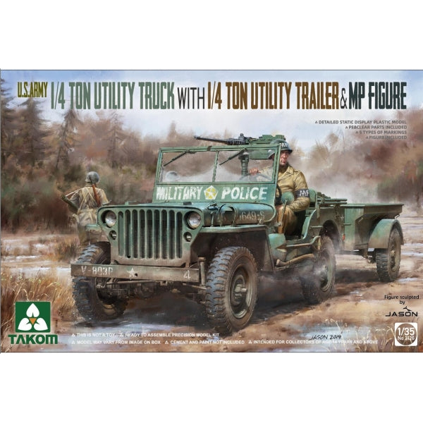 1/35 Takom US Army 1/4-ton Utility Truck with 1/4-ton Utility Trailer & MP Figure TAKOM 2126