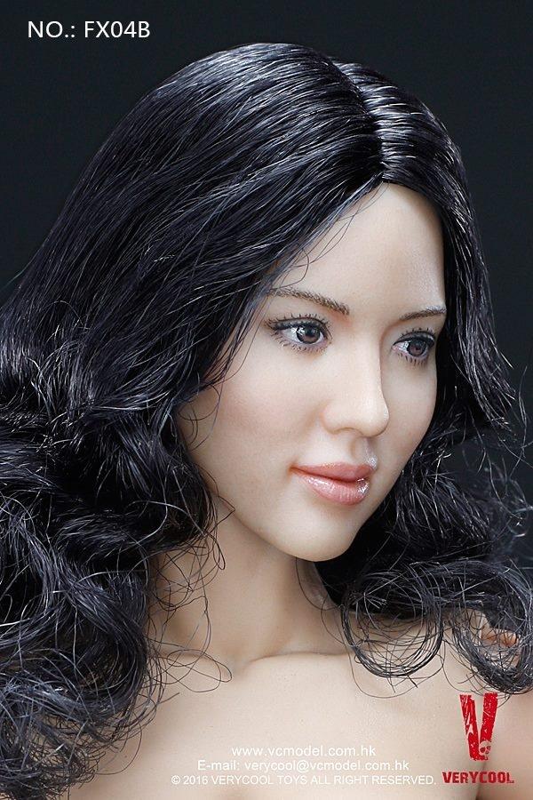 1/6 FEMALE BODY V.3.0 - ASIAN BLACK CURLY HAIR HEADSCULPT