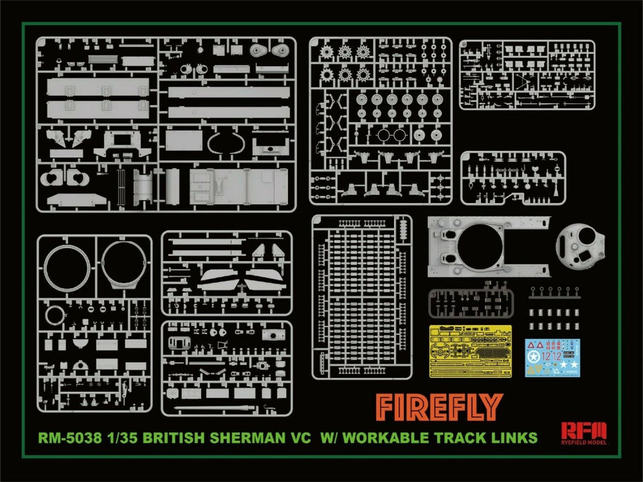 1/35 BRITISH SHERMAN VC “FIREFLY” W/ WORKABLE TRACK LINKS RYEFIELD 5038