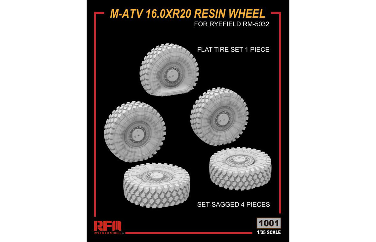 1/35 U.S. M1240A1 M-ATV MRAP DEFLATED AND FLAT TIRE SET RYEFIELD MODEL ...